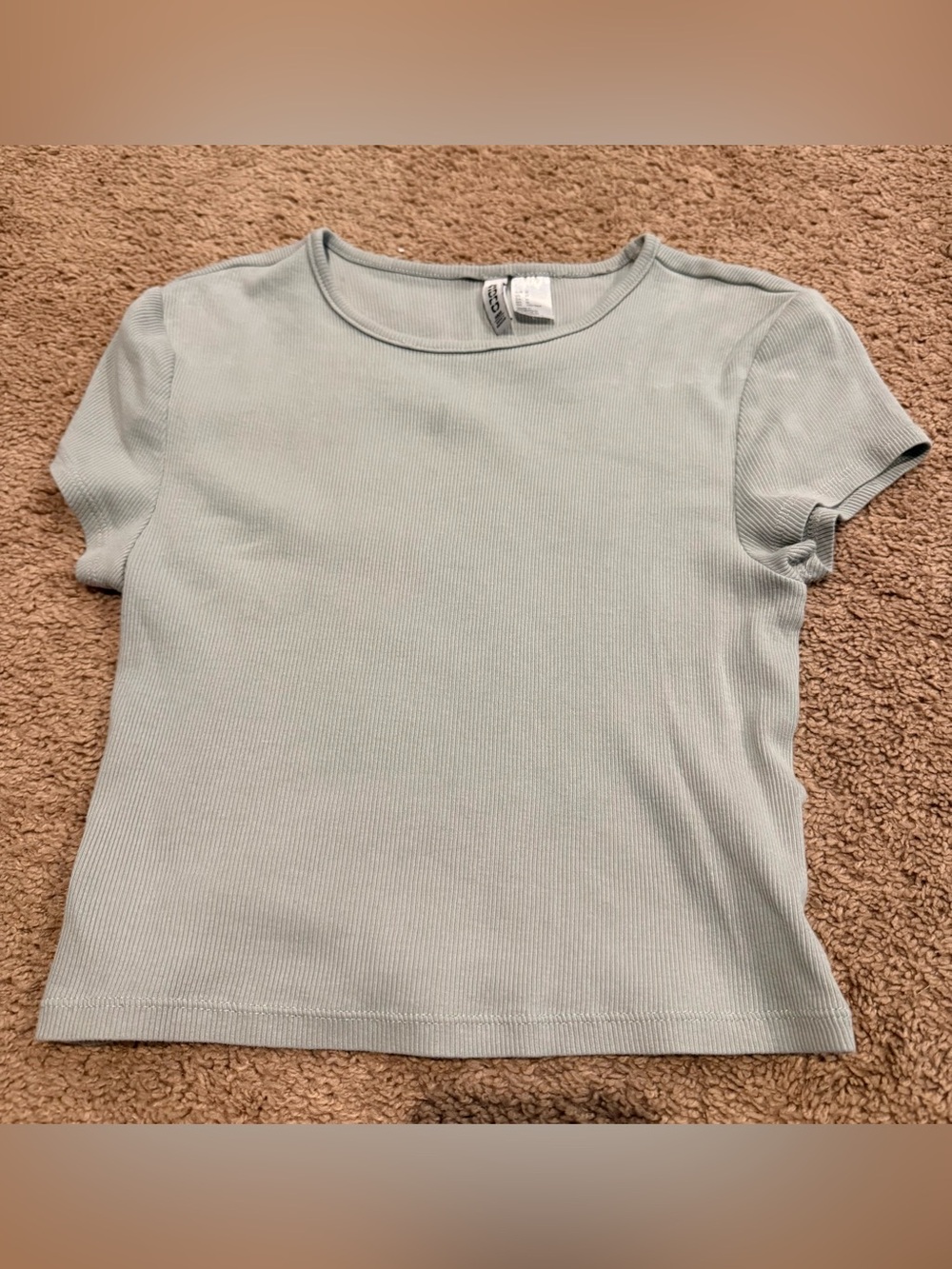 H&M Light Sage Ribbed Short Sleeve Tee